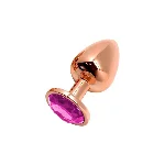 Металева анальна пробка Wooomy Tralalo Rose Gold Metal Plug Magenta S, діаметр 2,8 см, довжина 7 см - мініатюра 1