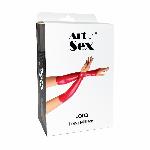 Вінілові міттинки Art of Sex - Lora довгі, размер L, колір червоний - мініатюра 3