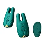 Смарт-вібратор для грудей Zalo - Nave Turquoise Green, пульт ДК, робота через додаток - мініатюра 1