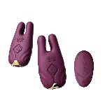 Смарт-вібратор для грудей Zalo - Nave Velvet Purple, пульт ДК, робота через додаток - мініатюра 1