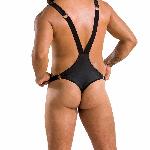 Чоловіче боді з люверсами Passion 028 HARRY L/XL Black, екошкіра, на шлейках - мініатюра 2