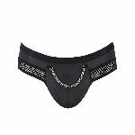 Чоловічі труси з ланцюжком Passion 030 SLIP TOM S/M Black, екошкіра, відкриті сідниці - мініатюра 5