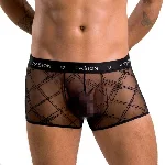 Чоловічі прозорі боксери Passion 032 SHORT JAMES XXL/XXXL Black, сітка - мініатюра 1