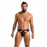 Чоловічі стринги Passion 033 THONG PAUL XXL/XXXL Black, під латекс - мініатюра 3