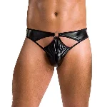 Чоловічі стринги Passion 033 THONG PAUL XXL/XXXL Black, під латекс - мініатюра 1