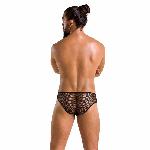Чоловічі труси зі шнурівкою Passion 035 SLIP RICHARD L/XL Black, екошкіра, сітка - мініатюра 4