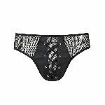 Чоловічі труси зі шнурівкою Passion 035 SLIP RICHARD S/M Black, екошкіра, сітка - мініатюра 5