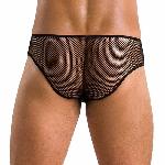 Чоловічі труси зі шнурівкою Passion 035 SLIP RICHARD S/M Black, екошкіра, сітка - мініатюра 2