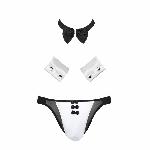 Комплект еротичної чоловічої білизни Passion 036 ALFRED S/M Black, труси, комірець, манжети - мініатюра 5