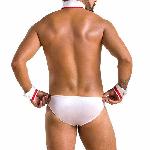 Комплект еротичної чоловічої білизни Passion 037 GREGORY XXL/XXXL White, труси, комірець, манжети - мініатюра 2