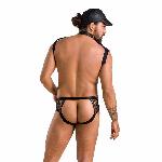Комплект еротичної чоловічої білизни Passion 038 SET JOHN L/XL Black, боді, кепка - мініатюра 2