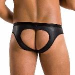 Чоловічі сліпи з вирізами Passion 041 SLIP JOE S/M, Black екошкіра, відкриті сідниці - мініатюра 2