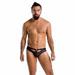 Чоловічі сліпи з вирізами Passion 041 SLIP JOE S/M, Black екошкіра, відкриті сідниці - мініатюра 3