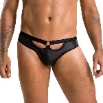 Чоловічі сліпи з вирізами Passion 041 SLIP JOE XXL/XXXL Black, екошкіра, відкриті сідниці - мініатюра 1
