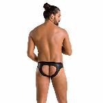 Чоловічі сліпи з вирізами Passion 041 SLIP JOE XXL/XXXL Black, екошкіра, відкриті сідниці - мініатюра 4