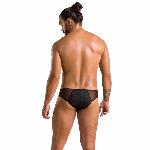 Чоловічі сліпи на блискавці Passion 042 SLIP TIMMY XXL/XXXL Black, екошкіра, сітка - мініатюра 4