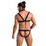 Комплект чоловічої білизни з кріпленнями Passion 043 JACOB L/XL Black, труси, шлейки - мініатюра 4