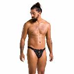 Чоловічі сліпи на шнурівці Passion 044 SLIP BEN L/XL Black, екошкіра, люверси - мініатюра 3