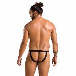 Чоловічі сліпи на шнурівці Passion 044 SLIP BEN L/XL Black, екошкіра, люверси - мініатюра 4