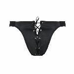 Чоловічі сліпи на шнурівці Passion 044 SLIP BEN S/M Black, екошкіра, люверси - мініатюра 5