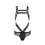 Чоловіче еротичне сітчасте боді Passion 045 VICTOR XXL/XXXL Black, екошкіра, сітка - мініатюра 5