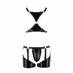 Комплект еротичної чоловічої білизни Passion 047 SET JOHN S/M Black, труси, портупея - мініатюра 5