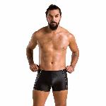 Чоловічі шкіряні боксери з блискавками Passion 049 SHORT MATT L/XL Black - мініатюра 3