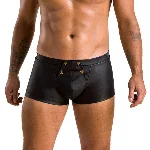 Чоловічі шкіряні боксери з клапаном Passion 050 SHORT PATRICK XXL/XXXL Black - мініатюра 1