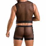 Комплект чоловічої білизни на шнурівці Passion 053 SET WILLIAM L/XL Black, жилет, боксери - мініатюра 2