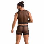 Комплект чоловічої білизни на шнурівці Passion 053 SET WILLIAM XXL/XXXL Black, жилет, боксери - мініатюра 4