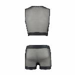 Комплект чоловічої білизни на шнурівці Passion 053 SET WILLIAM XXL/XXXL Black, жилет, боксери - мініатюра 6