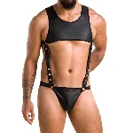 Чоловіче шкіряне боді Passion 056 ADAM L/XL Black, заклепки - мініатюра 1