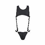 Чоловіче шкіряне боді Passion 056 ADAM XXL/XXXL Black, заклепки - мініатюра 5