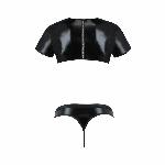 Комплект чоловічої білизни під латекс Passion 057 SET PETER L/XL Black, кроп-топ, стринги - мініатюра 6