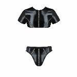 Комплект чоловічої білизни під латекс Passion 057 SET PETER S/M Black, кроп-топ, стринги - мініатюра 5