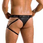 Чоловічі трусики танга з підв’язкою Passion 058 THONG BILL S/M Black - мініатюра 2