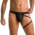 Чоловічі трусики танга з підв’язкою Passion 058 THONG BILL XXL/XXXL Black - мініатюра 1