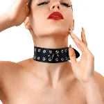 Нашийник Art of Sex - Tessa, натуральна шкіра, колір чорний - мініатюра 1