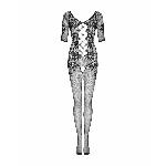 Сітчастий бодістокінг з квітковим малюнком Obsessive Bodystocking F238 S/M/L, black, з доступом, імі - мініатюра 5