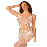 Сітчастий бодістокінг з імітацією топа та шортів Obsessive Bodystocking G330 XL/XXL, white, з доступом - мініатюра 1