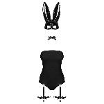Еротичний костюм кролика Obsessive Bunny costume S/M, black, боді, чокер, гартери, панчохи, маска - мініатюра 3