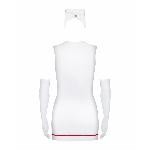 Еротичний костюм медсестри Obsessive Emergency dress S/M, white, сукня, стринги, рукавички, чепчик, стетоскоп - мініатюра 3