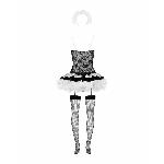 Еротичний костюм покоївки зі спідницею Obsessive Housemaid 5 pcs costume S/M, black, топ, спідниця, стринги, пов'язка на голову, п - мініатюра 6