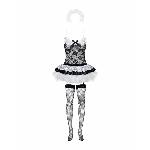 Еротичний костюм покоївки зі спідницею Obsessive Housemaid 5 pcs costume S/M, black, топ, спідниця, стринги, пов'язка на голову, п - мініатюра 5