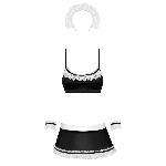 Атласний еротичний костюм покоївки Obsessive Maid set S/M, black, 5 предметів - мініатюра 5