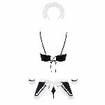 Атласний еротичний костюм покоївки Obsessive Maid set S/M, black, 5 предметів - мініатюра 6