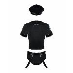 Еротичний костюм поліцейського Obsessive Police set S/M, black, топ, шорти, кепка, пояс, портупея - мініатюра 4