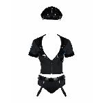 Еротичний костюм поліцейського Obsessive Police set S/M, black, топ, шорти, кепка, пояс, портупея - мініатюра 3