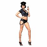 Еротичний костюм поліцейського Obsessive Police set S/M, black, топ, шорти, кепка, пояс, портупея - мініатюра 2