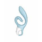 Вібратор-кролик Satisfyer Love Me Blue, гнучкий, відросток з потрійним кінчиком - мініатюра 3